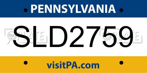 SLD2759 Pennsylvania License Plate