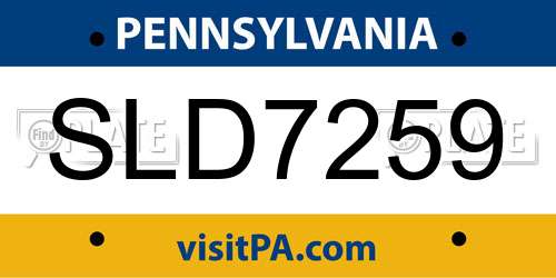 SLD7259 Pennsylvania License Plate