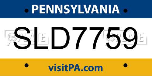 SLD7759 Pennsylvania License Plate