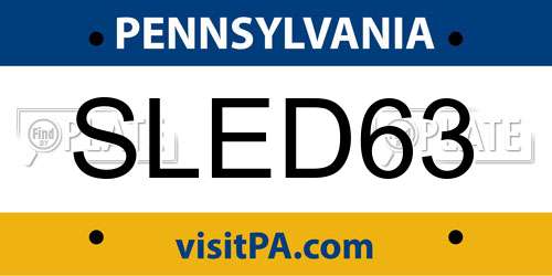 SLED63 Pennsylvania License Plate