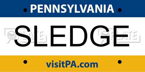 SLEDGE Pennsylvania License Plate
