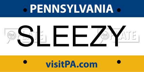 SLEEZY Pennsylvania License Plate
