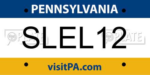 SLEL12 Pennsylvania License Plate