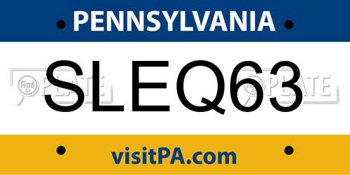 SLEQ63 Pennsylvania License Plate