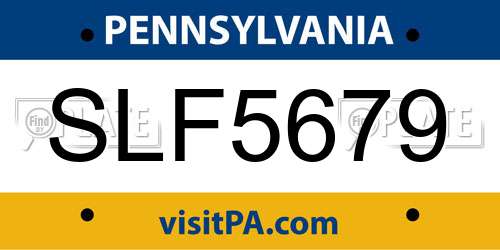 SLF5679 Pennsylvania License Plate