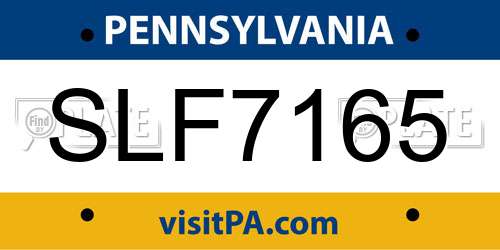 SLF7165 Pennsylvania License Plate
