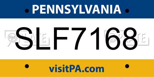 SLF7168 Pennsylvania License Plate