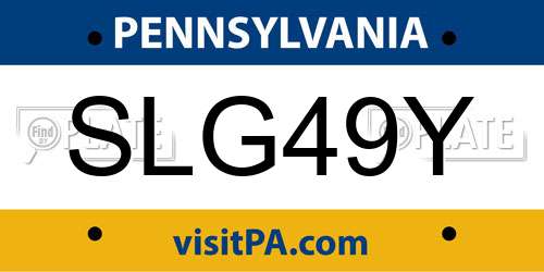 SLG49Y Pennsylvania License Plate