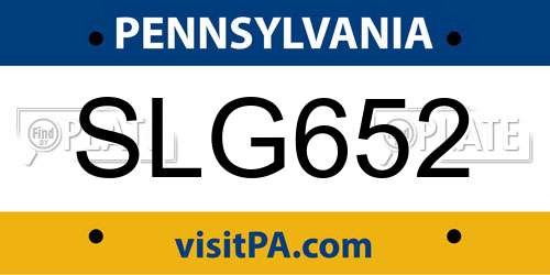 SLG652 Pennsylvania License Plate