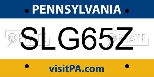 SLG65Z Pennsylvania License Plate