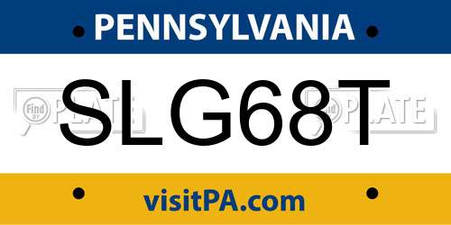 SLG68T Pennsylvania License Plate