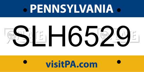SLH6529 Pennsylvania License Plate