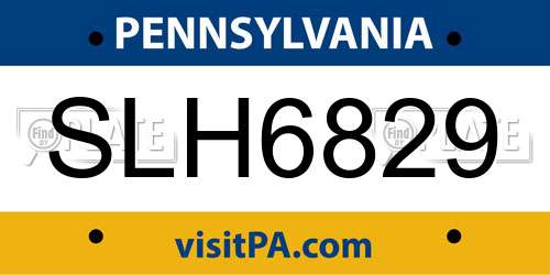 SLH6829 Pennsylvania License Plate