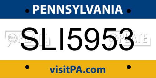 SLI5953 Pennsylvania License Plate