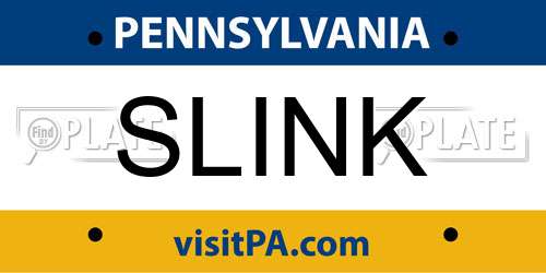 SLINK Pennsylvania License Plate