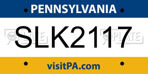 SLK2117 Pennsylvania License Plate