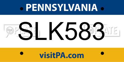 SLK583 Pennsylvania License Plate