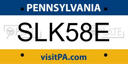 SLK58E Pennsylvania License Plate