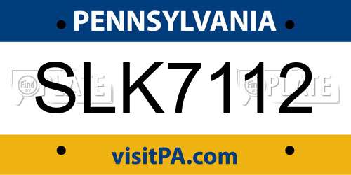 SLK7112 Pennsylvania License Plate