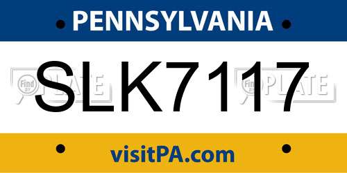 SLK7117 Pennsylvania License Plate