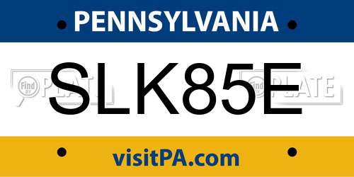 SLK85E Pennsylvania License Plate