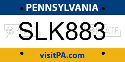 SLK883 Pennsylvania License Plate