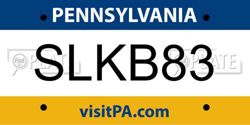 SLKB83 Pennsylvania License Plate