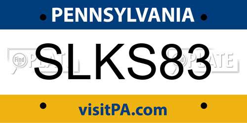 SLKS83 Pennsylvania License Plate