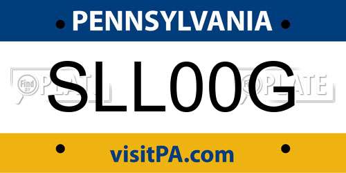 SLL00G Pennsylvania License Plate