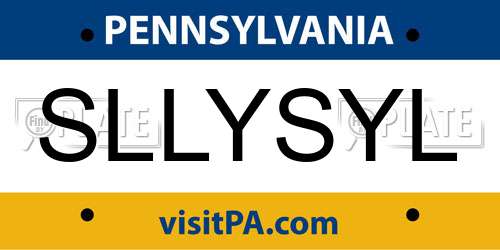 SLLYSYL Pennsylvania License Plate