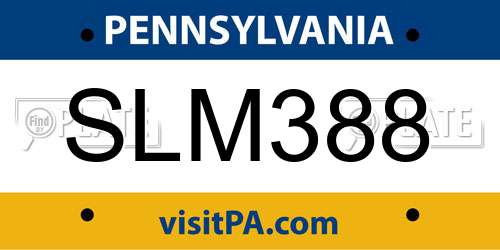 SLM388 Pennsylvania License Plate