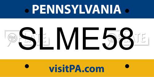 SLME58 Pennsylvania License Plate
