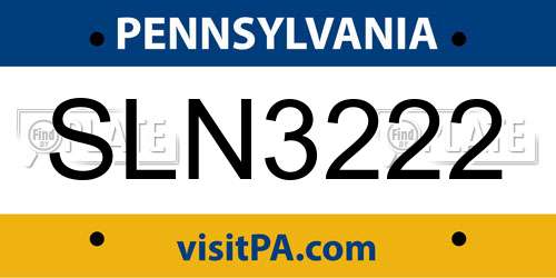 SLN3222 Pennsylvania License Plate