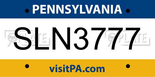 SLN3777 Pennsylvania License Plate