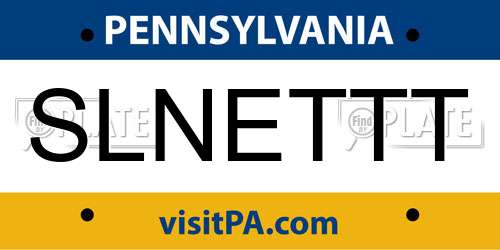 SLNETTT Pennsylvania License Plate