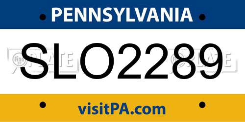 SLO2289 Pennsylvania License Plate