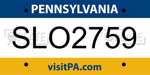 SLO2759 Pennsylvania License Plate