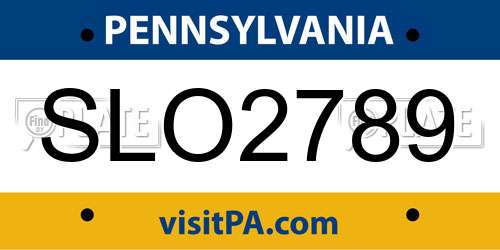 SLO2789 Pennsylvania License Plate