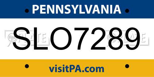 SLO7289 Pennsylvania License Plate