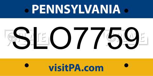 SLO7759 Pennsylvania License Plate