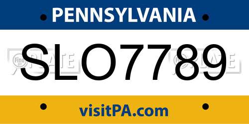 SLO7789 Pennsylvania License Plate
