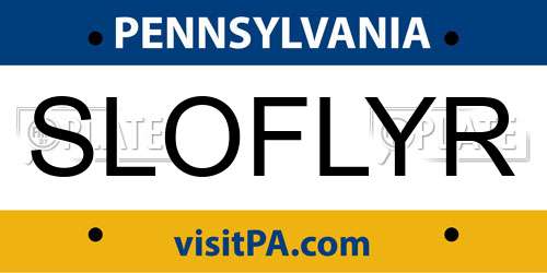 SLOFLYR Pennsylvania License Plate