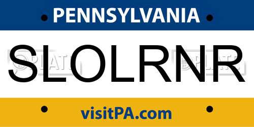 SLOLRNR Pennsylvania License Plate