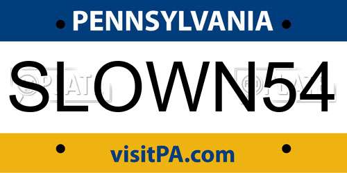 SLOWN54 Pennsylvania License Plate