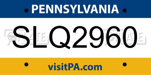 SLQ2960 Pennsylvania License Plate