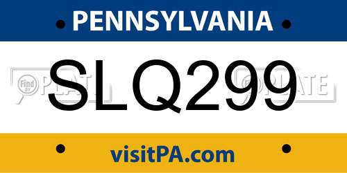 SLQ299 Pennsylvania License Plate