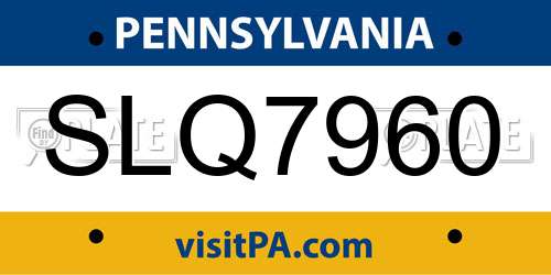 SLQ7960 Pennsylvania License Plate