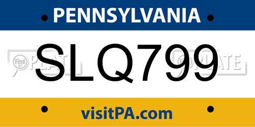SLQ799 Pennsylvania License Plate