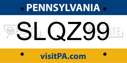 SLQZ99 Pennsylvania License Plate