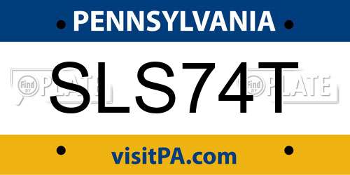 SLS74T Pennsylvania License Plate